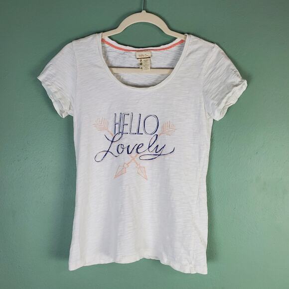 Matilda Jane White Hello Lovely Arrow Short Sleeve Shirt Top Size Small - Picture 1 of 5